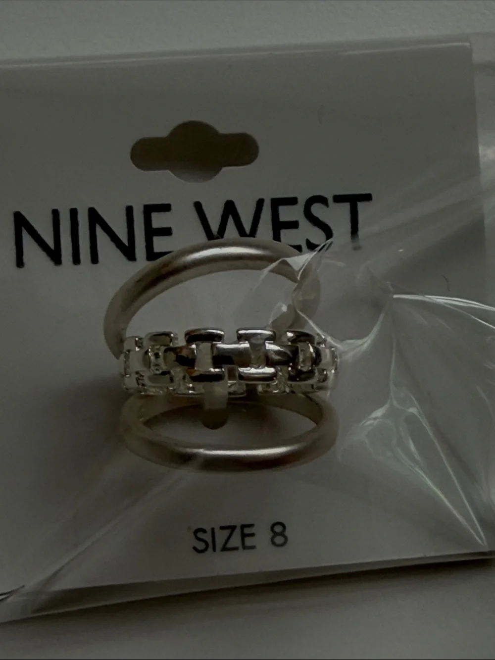 Nine West Silver Chain-Link Stackable Ring Set